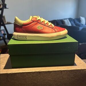 Lacoste Kids Red and Cream Low-Top Sneakers